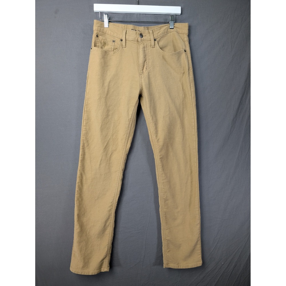 US Polo Assn Mens Khaki Tan Straight Leg Pants 30x32 11 D432 EA